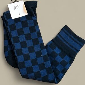 745. Checkered knee high socks blue